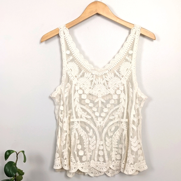 LOVE TREE | Ivory Sleeveless Blouse Tank Top | Size Medium - Picture 3 of 15